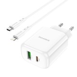 Cumpara ieftin Incarcator Retea cu cablu Lightning Borofone BN4 Potential, Quick Charge, 20W, 1 X USB - 1 X USB Tip-C - Alb
