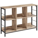 VASAGLE Biblioteca, raft cu 6 unitati de depozitare, din lemn, 33x120x80 cm, gri stejar Household NewTrend