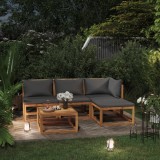 Cumpara ieftin Set mobilier de grădină cu perne, 5 piese, lemn masiv acacia