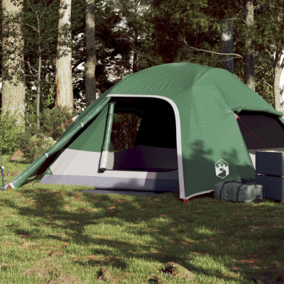 vidaXL Cort de camping cupolă pentru 4 persoane, verde, impermeabil foto
