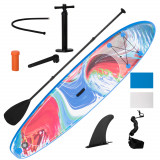 Outsunny Paddleboard Gonflabil cu Pagaie din Aluminiu Ajustabilă, Ideal pentru &Icirc;ncepători, 300x76x15cm, Albastru | Aosom Romania
