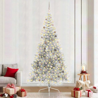 vidaXL Pom de Crăciun artificial pre-iluminat Argintiu 240 cm PET 3397230 foto