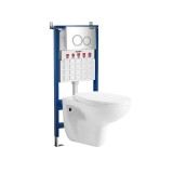 Set Rezervor WC Suspendat Roya 82CHR, 6-9L, HDPE, Ceramica Alba, Crom, Placa Actionare ABS, 500x120x1140 cm