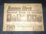 ZIAR ROMANIA LIBERA 8 MARTIE 1945 GUVERNUL PETRU GROZA