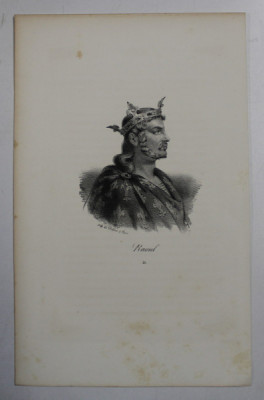 F.S. DELPECH ( 1778 - 1825 ) - RAOUL , LITOGRAFIE MONOCROMA , CCA. 1820 foto