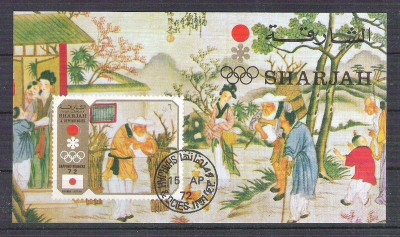 Sharjah 1972 Painting, Olympics, imperf. sheet, used I.091 foto