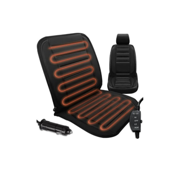 Husa scaun auto incalzire 2 trepte alimentare bricheta 12V universala, Negru