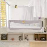 Bariera Protectie Pat Copii Juju Safe Sleep Mini Moon, 150x42 cm, Metal/Textil, Roz/Verde/Gri/Albastru