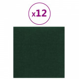 Panouri de perete 12 buc. verde &icirc;nchis 30x30 cm textil 1,08 m&sup2;