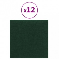 Panouri de perete 12 buc. verde închis 30x30 cm textil 1,08 m²