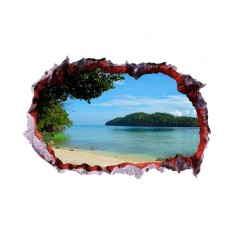 Sticker decorativ, Gaura in perete 3D, Ocean, 85 cm, 332STK-1