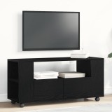 vidaXL Dulap TV cu roți stejar negru 102x34,5x43 cm lemn prelucrat