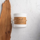 Lumanare handmade din ceara naturala de soia 100%, aroma Lemn de santal exotic, Recipient ceramic alb, 150 g