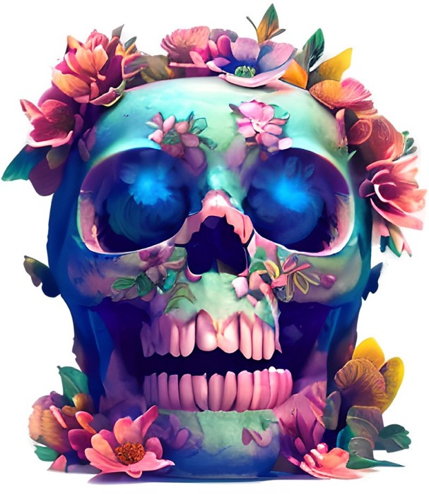 Sticker decorativ, Craniu, Albastru, 69 cm, 1237STK
