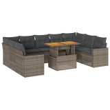 Cumpara ieftin Set mobilier de gradina cu perne, 10 piese, gri, poliratan