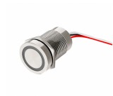 Buton tactil SPST 19mm inox, LED rosu verde, NO, 12-24V DC, 0.2A, IP67, cu revenire
