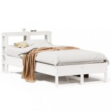 Cumpara ieftin Cadru de pat fara saltea, alb, 120x200 cm, lemn masiv pin