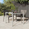Masă grădină vidaXL alb 90x90x75 cm, sticlă securizată, poliratan. Mobilier exterior rezistent