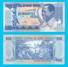 Guineea Bissau (p#12) 500 Pesos 1990 UNC &amp;#039;Trafic sclavi&amp;#039; serie: CA660482 foto