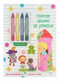 Cumpara ieftin Coloram desene de poveste. Carte de colorat cu 4 creioane cerate, Litera