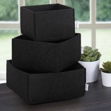 Cumpara ieftin Set organizator de birou din fetru (3 bucati) HMY-6268 Negru 22.5x22.5x10 cm