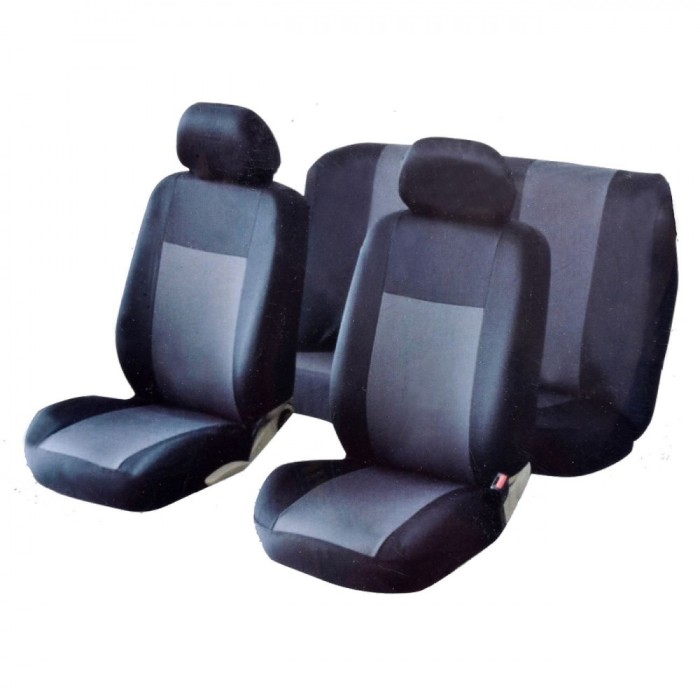 Set Huse Auto, 6 buc, Poliester, Negru-Gri