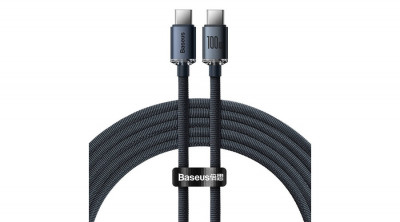 Baseus Crystal Shine Cablu USB-C la USB-C, 100 W, 1,2 m (negru) foto