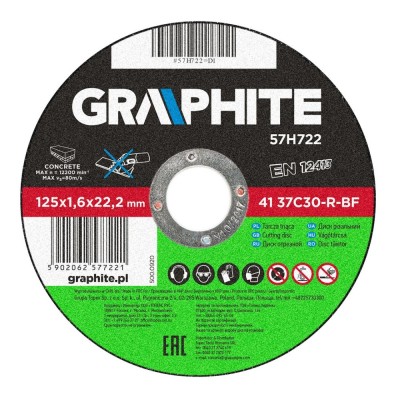 Disc debitat piatra GRAPHITE 125 x 1.6 x 22.2 mm foto