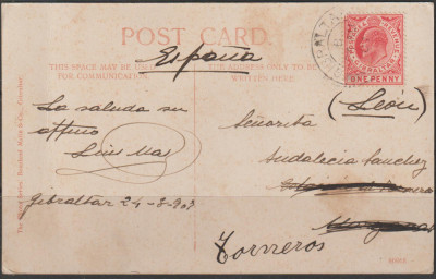 Gibraltar 1907 , Carte Postala Circulata foto