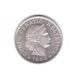 Moneda Elvetia 20 rappen 1983, stare foarte buna, curata