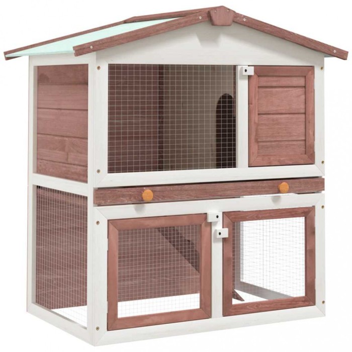 vidaXL Cușcă de iepuri pentru exterior, 3 uși, maro, lemn 170838