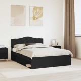 vidaXL Cadru de pat cu headboard Negru 150 x 200 cm Lemn de pin masiv 3412881