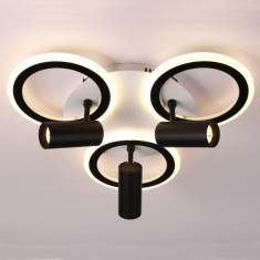 Lustra Led Neagra cu trei spoturi Carina 65w 4200lm 3000k 4000k 6500k cu Telecomanda