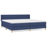 Cumpara ieftin Pat continental cu saltea, albastru, 160x200cm, material textil
