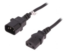 Cablu de Alimentare 1,8m IEC C13 - IEC C14 10A 250V Negru