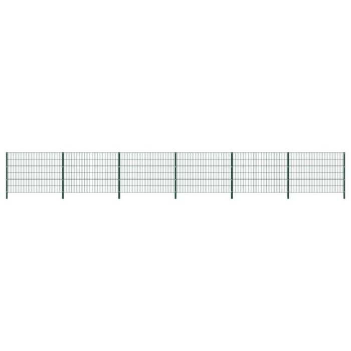 vidaXL Panou de gard cu st&acirc;lpi, verde, 10,2 x 1,2 m, fier