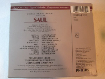HANDEL SAUL JOHN ELIOT GARDINER 3 CD foto