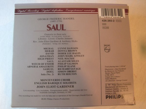 HANDEL SAUL JOHN ELIOT GARDINER 3 CD