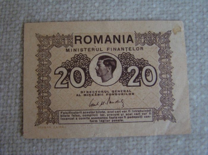 Bancnota 20 Lei 1945 - aUNC