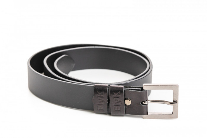 Curea din piele naturala neagra, 30 mm, Leda