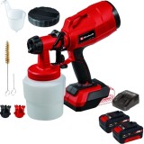 Einhell TC-SY 18/60 Li PXC + Twinpack + 4514095 - Pistol de vopsit 0.8 l 600 g/min + Set 2 acumulatori si incarcator Li-Ion 18 V 4 Ah