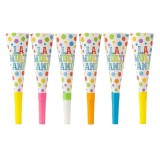 Set 6 Suflatori La Multi Ani, 20cm, Multicolor, Carton, Petrecere Copii si Adulti, Aniversare, Buline