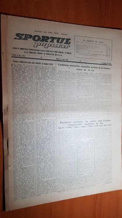 sportul popular 11 mai 1954-sportul in tara motilor,cursele cicliste,tir,baschet