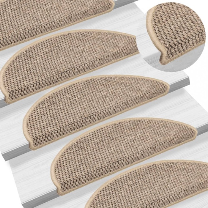 Gossi covorase scari autoadezive aspect sisal, 15 buc. bej 56x17x3cm