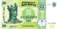 MOLDOVA █ bancnota █ 20 Lei █ 2015 █ P-23 (1) █ Semnatura: Dragutanu █ UNC