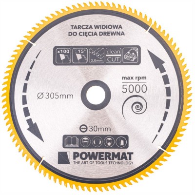 Disc pentru fierastrau circular TDD-305x30mm 100 dinti, Powermat PM0903 foto