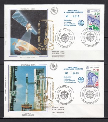 Franta 1991 - FDC SPECIAL AUR - EUROPA SPATIALA - Tiraj 60 ex. numerotate foto