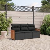 VidaXL Set mobilier de grădină cu perne, 3 piese, negru, poliratan 3227434