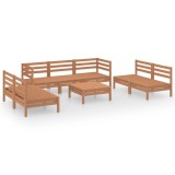 Set mobilier de gradina, 8 piese, maro miere, lemn masiv de pin