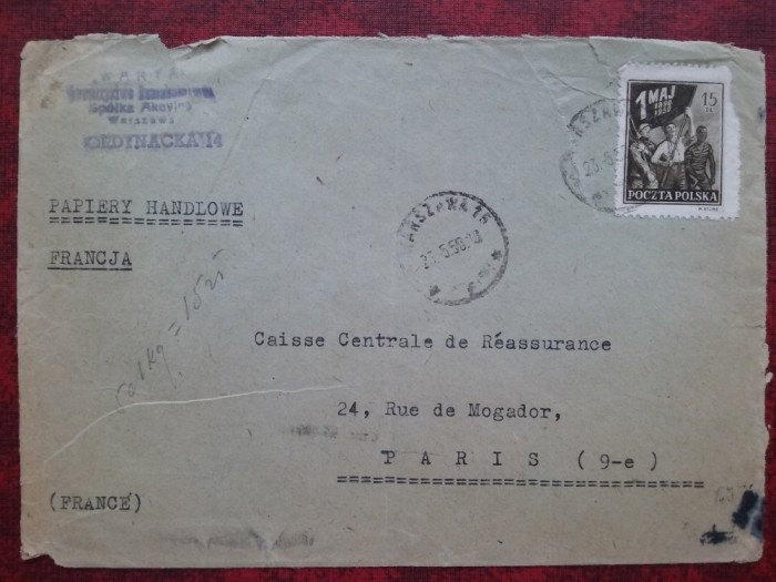 1950-Plic circ.-Varsovia-RAR